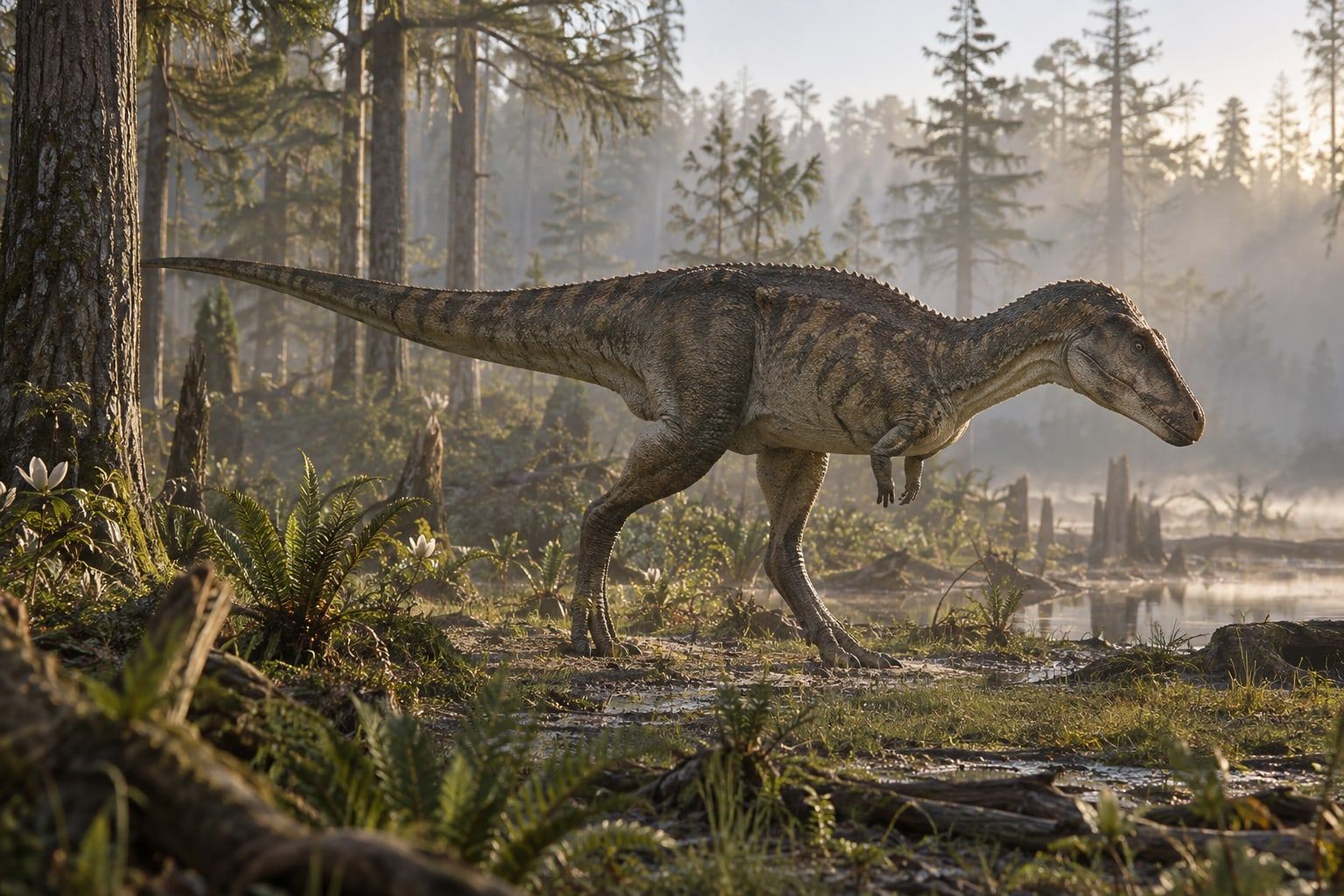A life reconstruction of Appalachiosaurus in its habitat