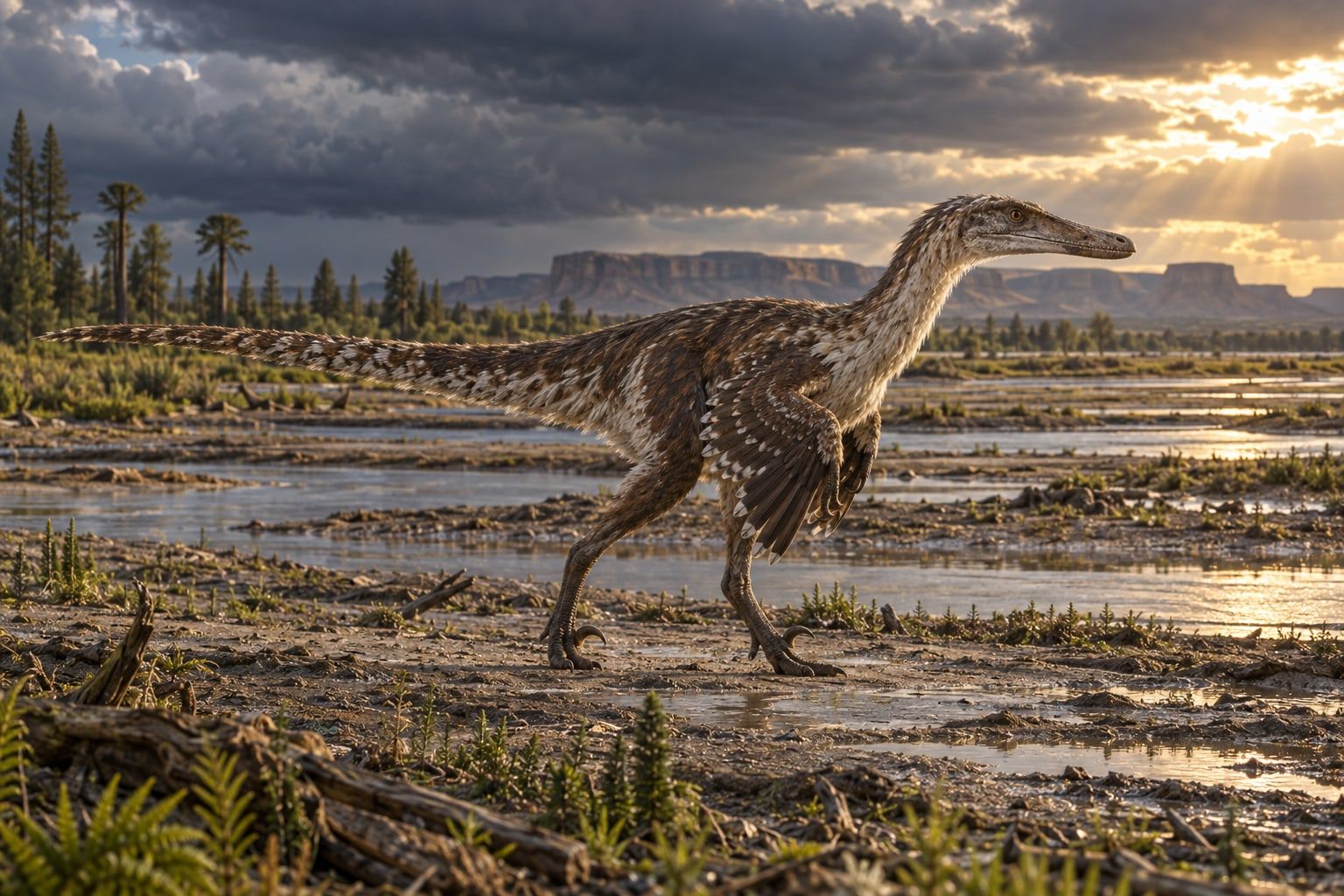 A life reconstruction of Austroraptor in its habitat