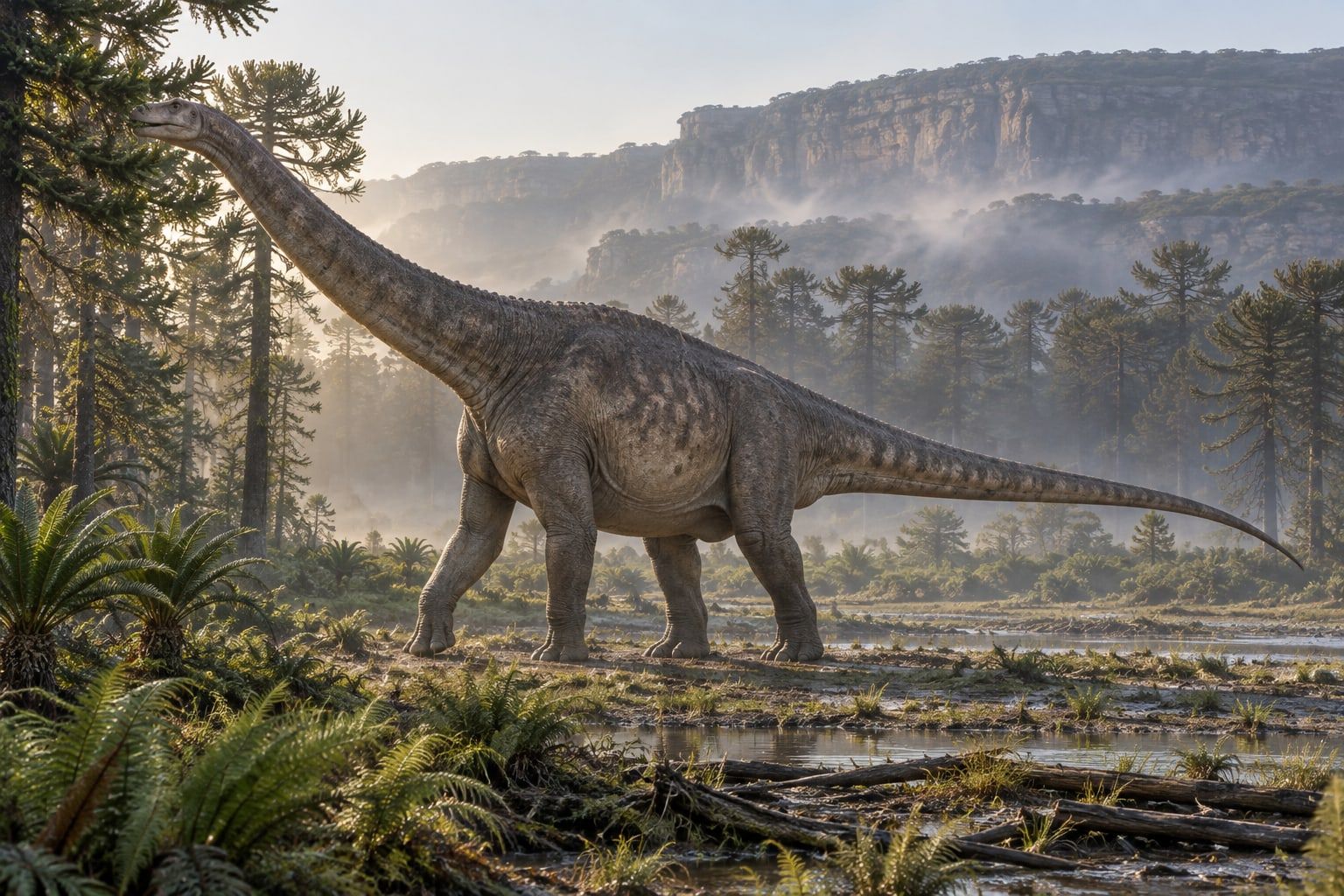 A life reconstruction of Bicharracosaurus in its habitat