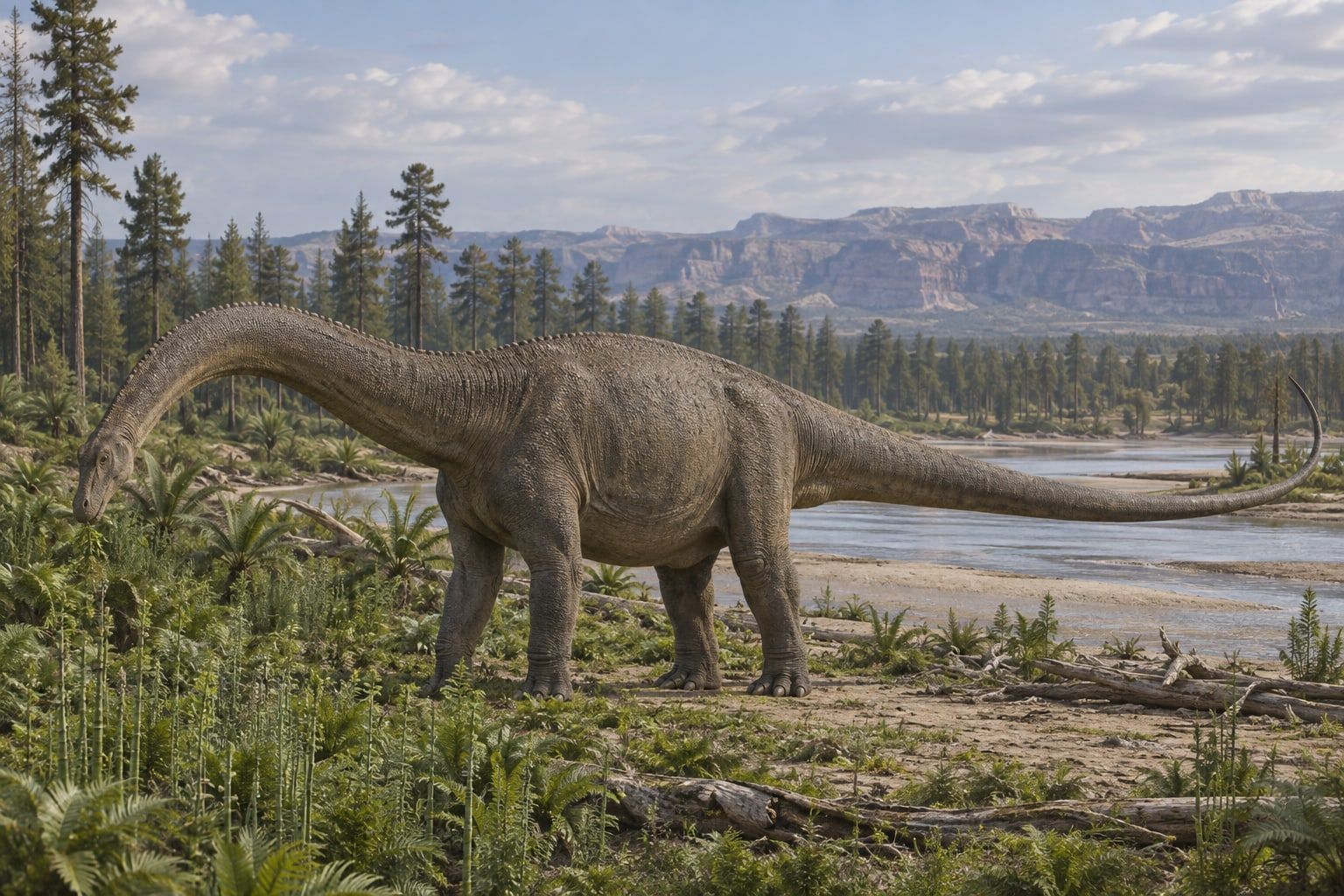 Brontosaurus in its habitat
