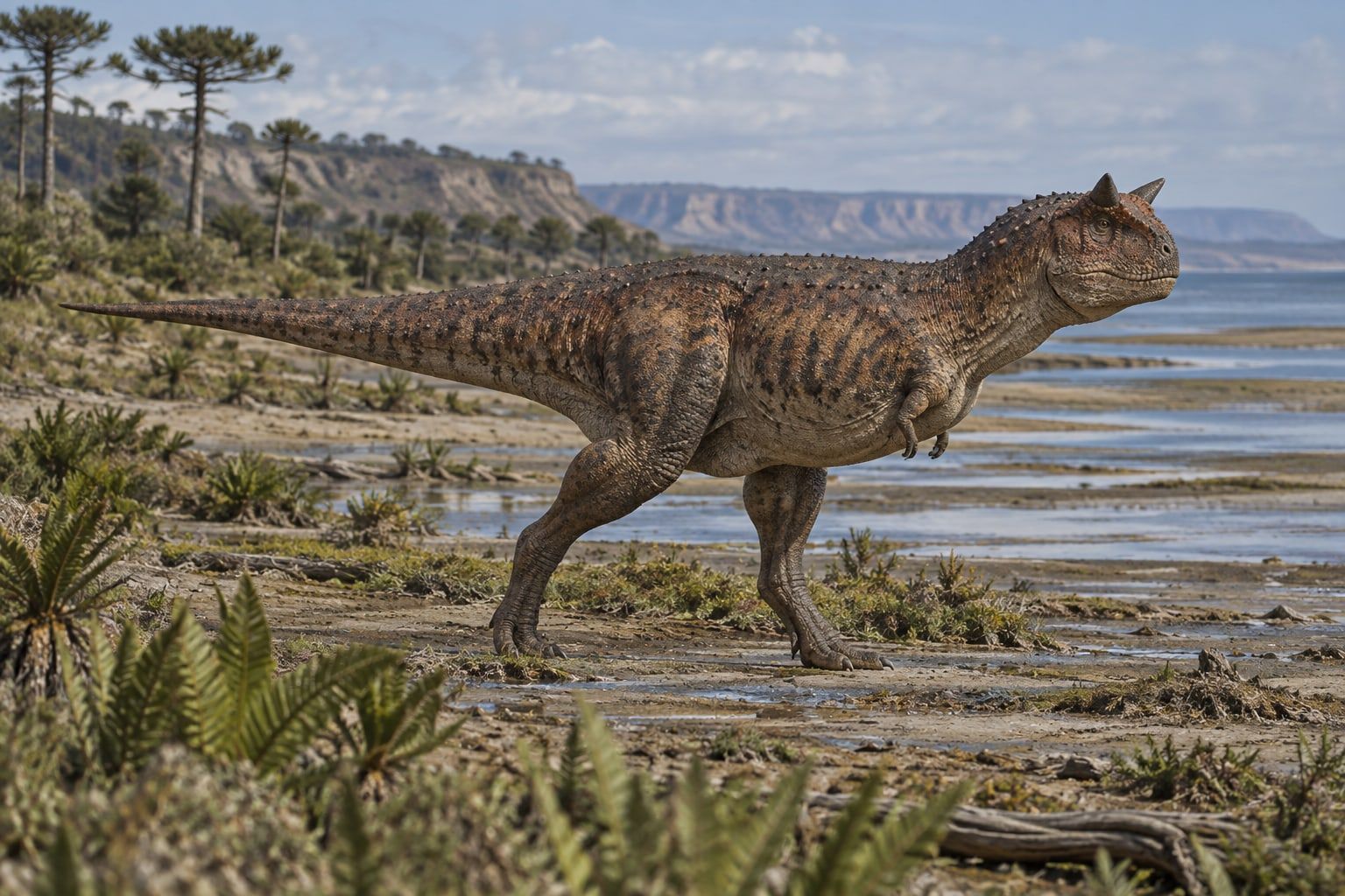 A life reconstruction of Carnotaurus in its habitat