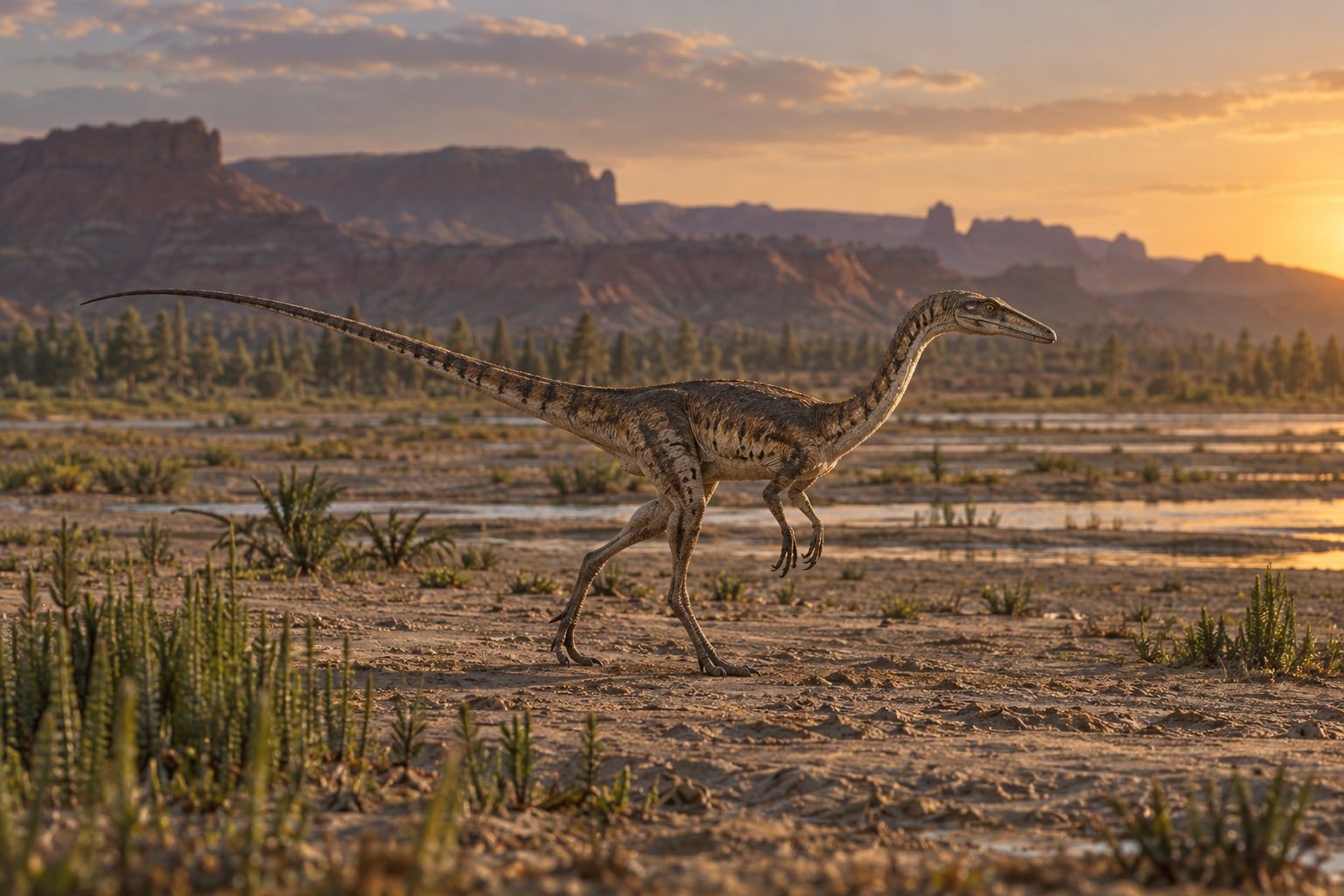Coelophysis in its habitat
