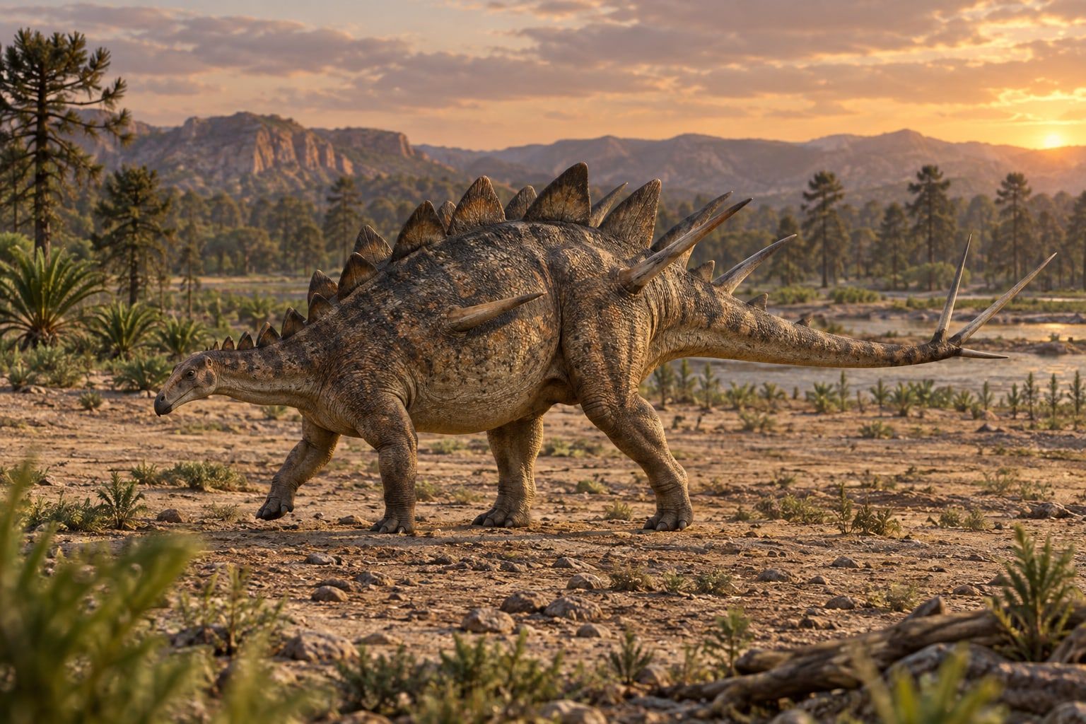 A life reconstruction of Dacentrurus in its habitat