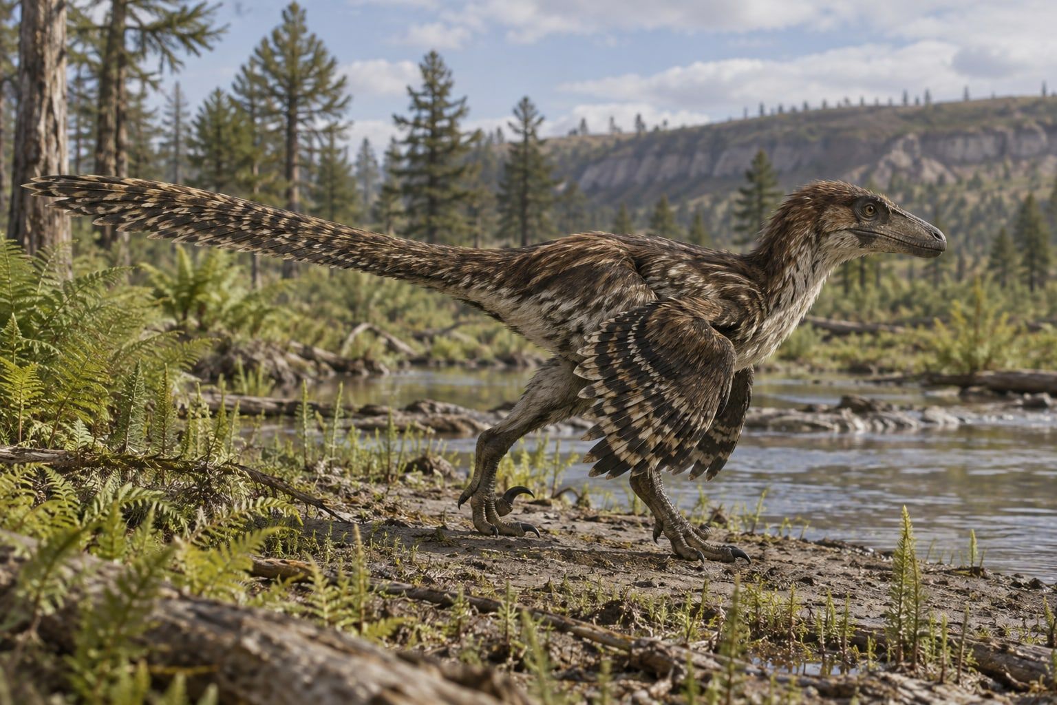 A life reconstruction of Deinonychus in its habitat
