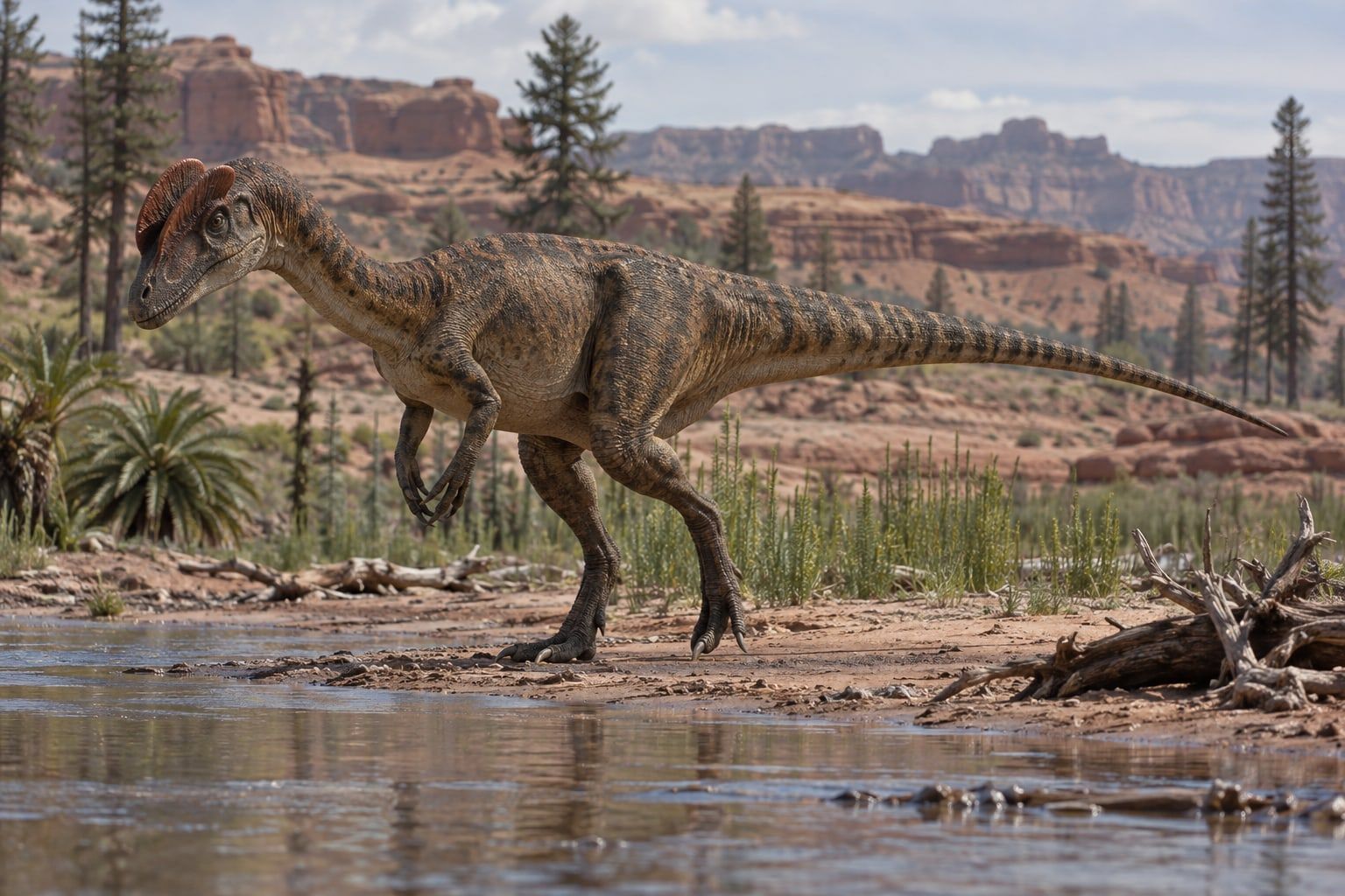 Dilophosaurus in its habitat