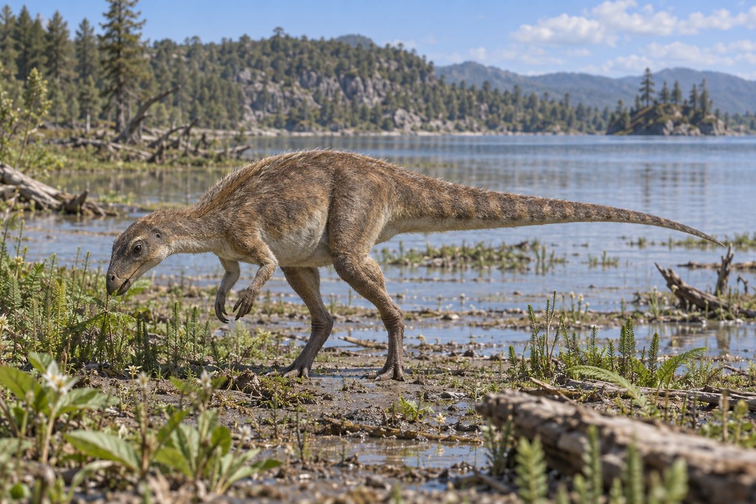 A life reconstruction of Doolysaurus in its habitat