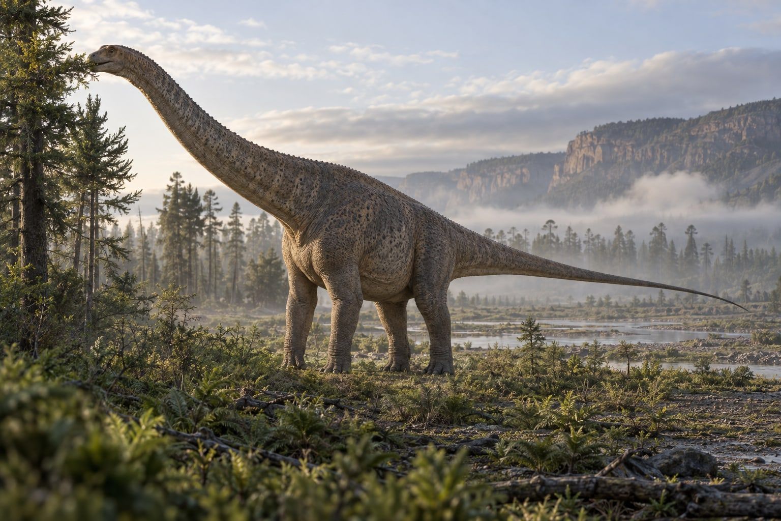 A life reconstruction of Dreadnoughtus in its habitat