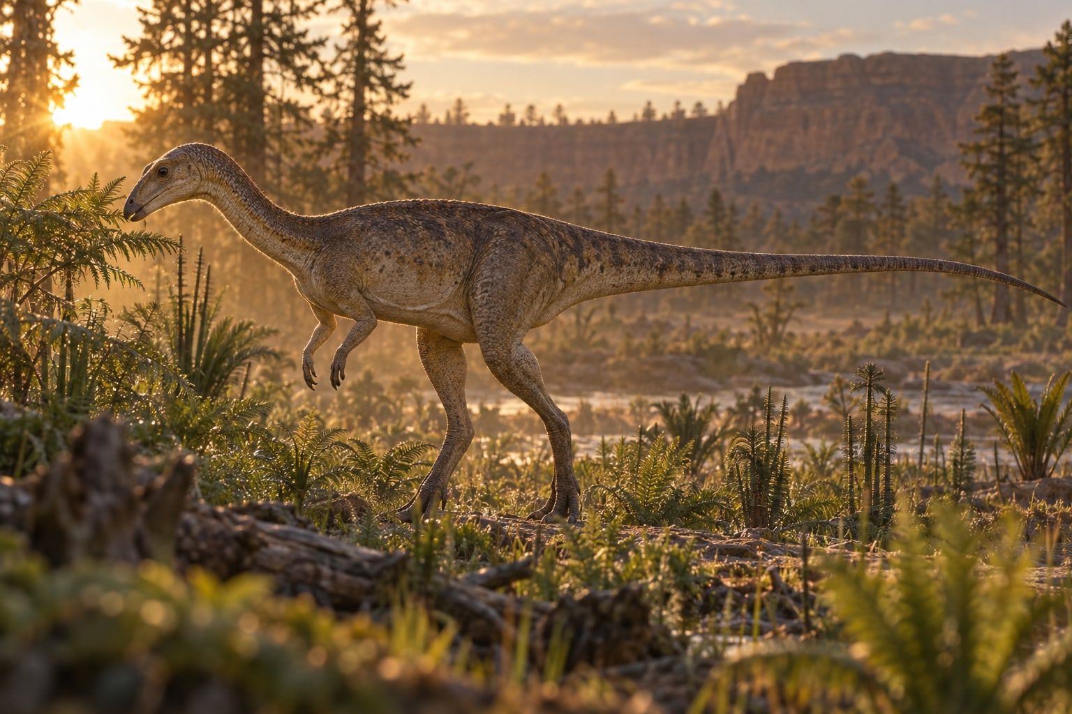 A life reconstruction of Dryosaurus in its habitat