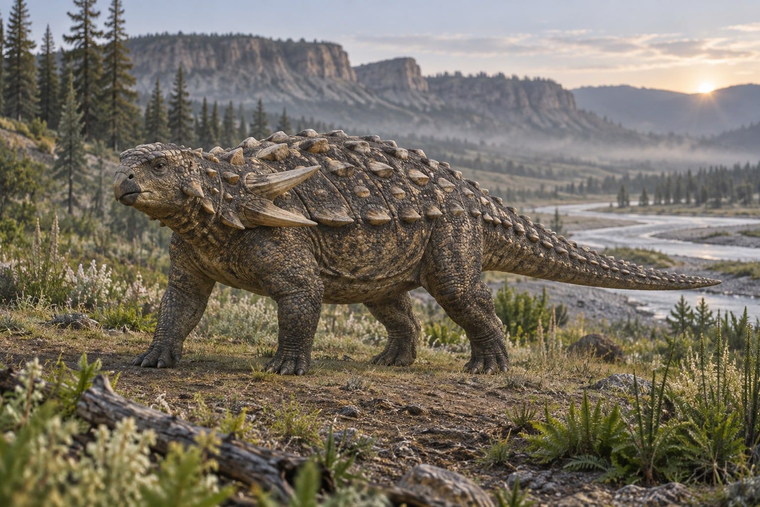 A life reconstruction of Edmontonia in its habitat