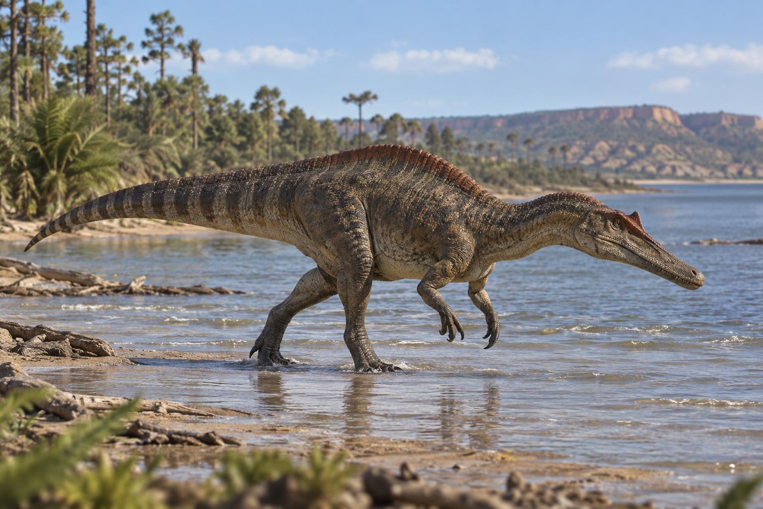 A life reconstruction of Irritator in its habitat