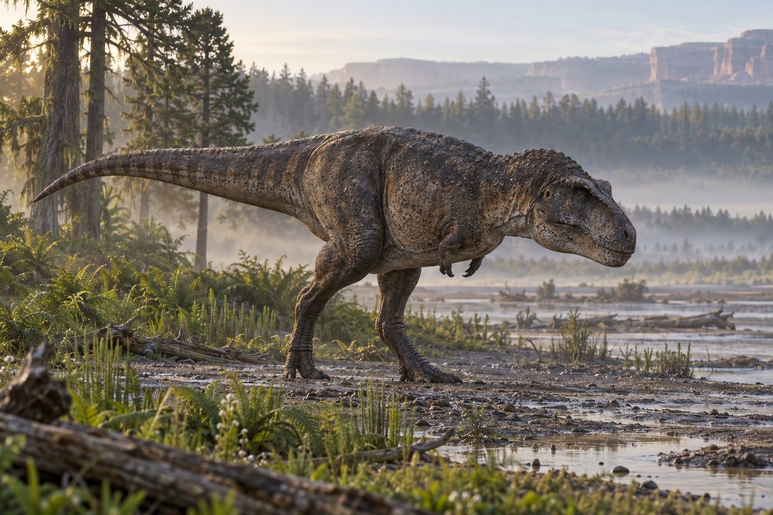 A life reconstruction of Lythronax in its habitat