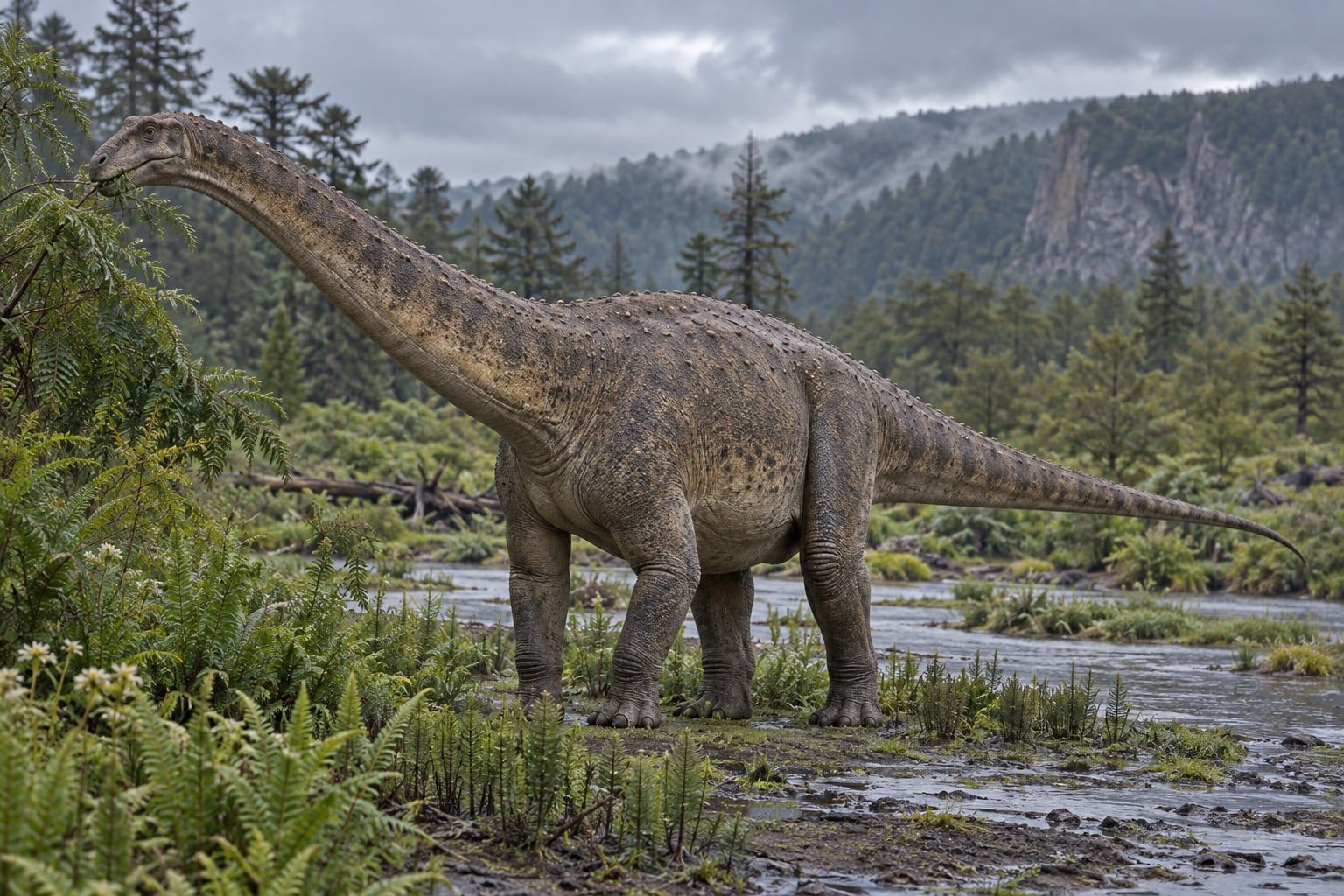 Magyarosaurus in its habitat