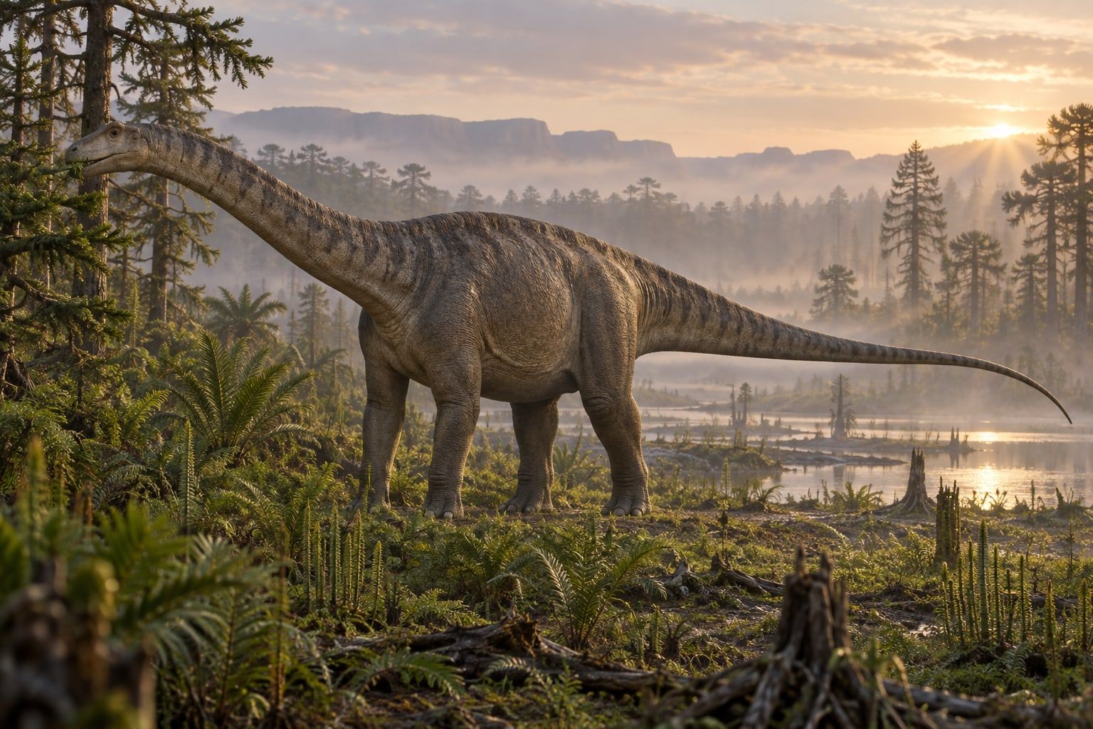 A life reconstruction of Maraapunisaurus in its habitat