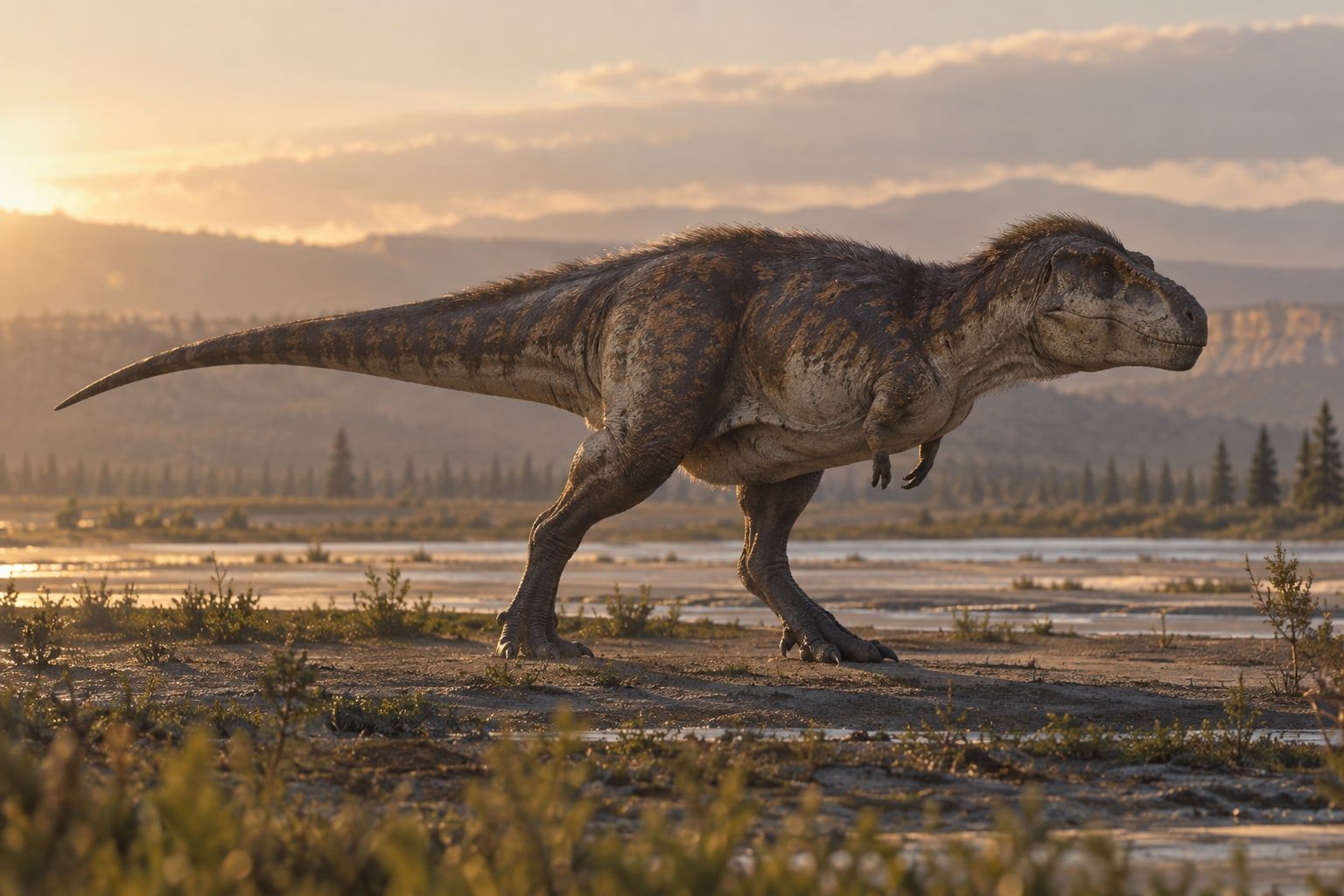 A life reconstruction of Nanuqsaurus in its habitat