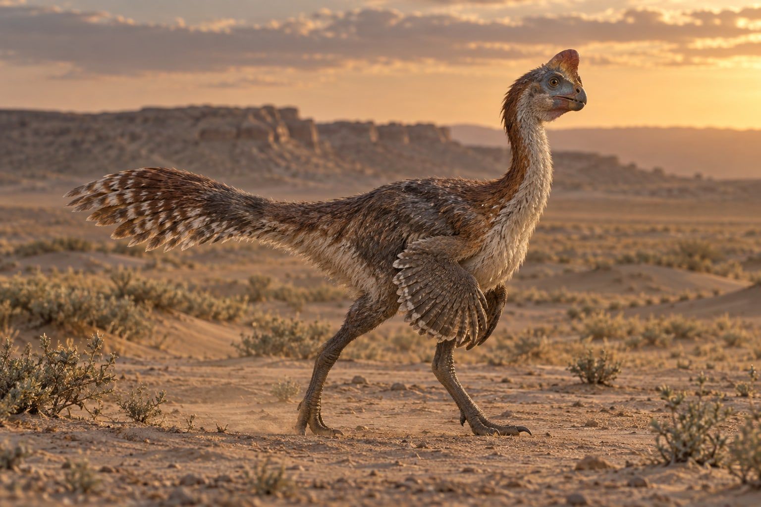 A life reconstruction of Oviraptor in its habitat