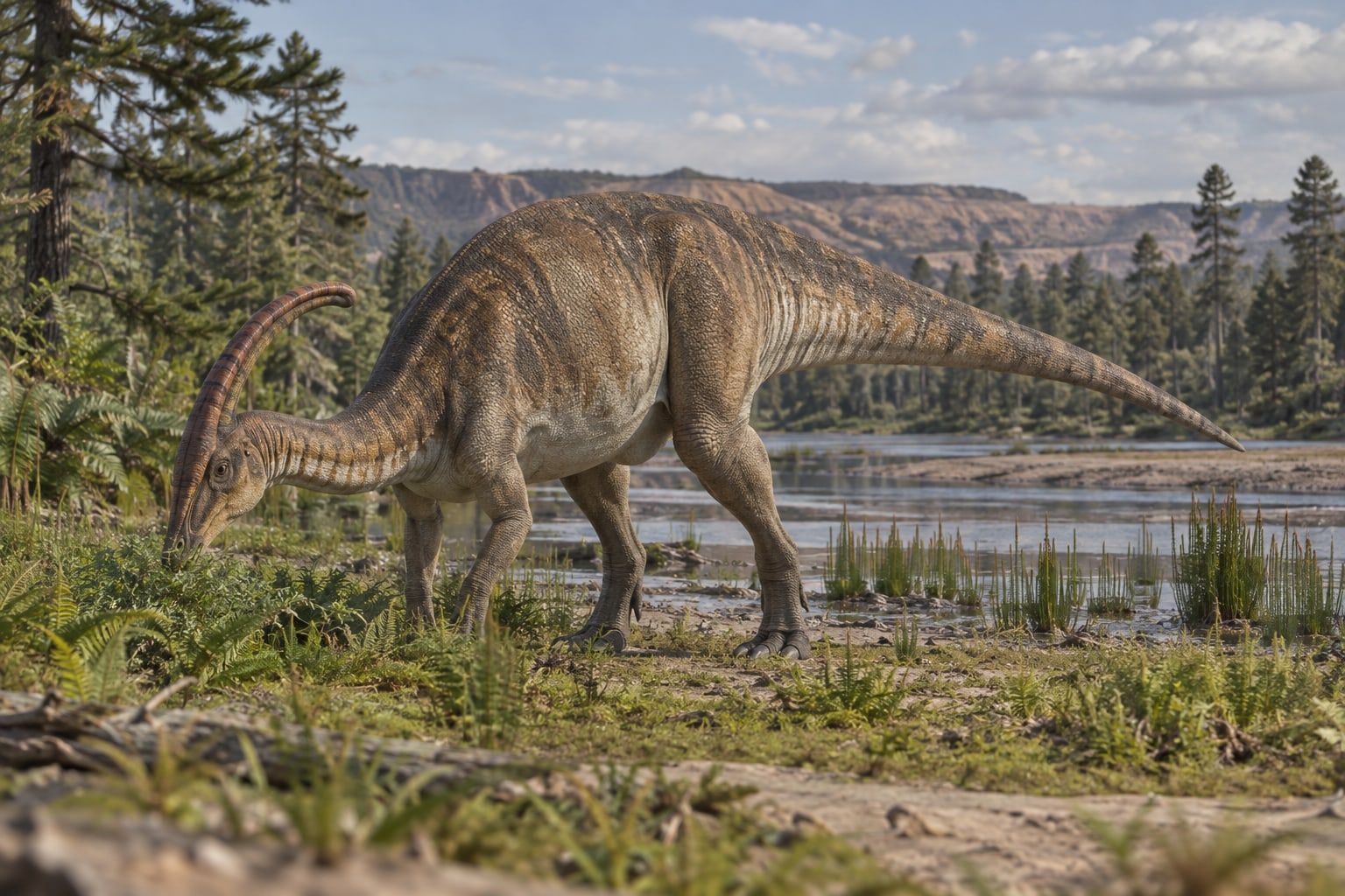 Parasaurolophus in its habitat