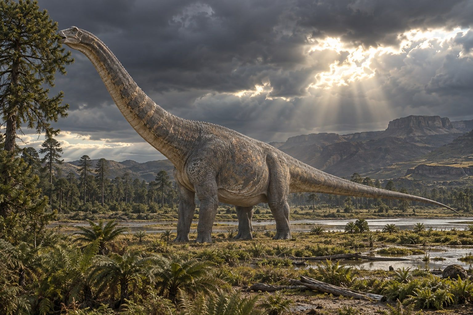 A life reconstruction of Patagotitan in its habitat