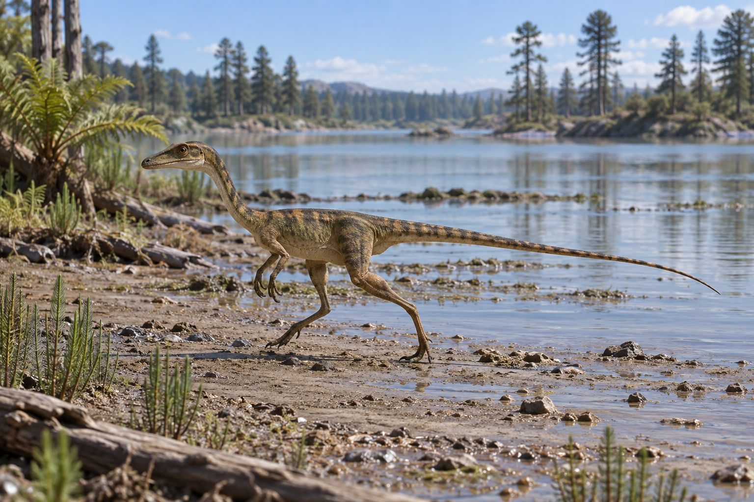 Procompsognathus in its habitat