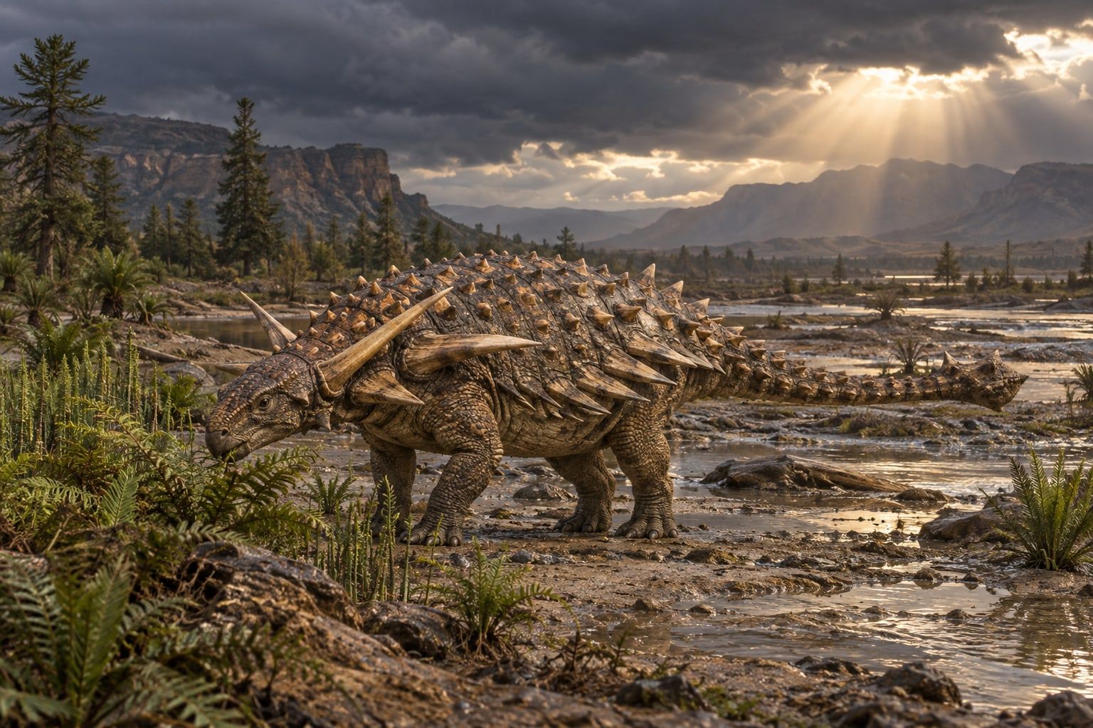 A life reconstruction of Spicomellus in its habitat