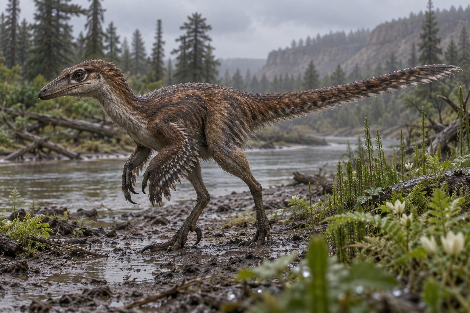 A life reconstruction of Stenonychosaurus in its habitat