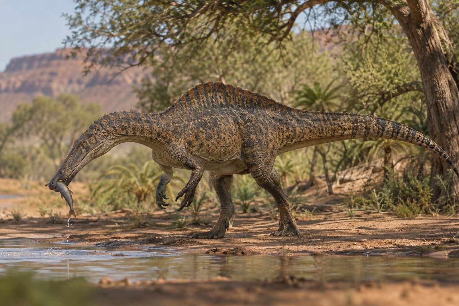 A life reconstruction of Suchomimus in its habitat
