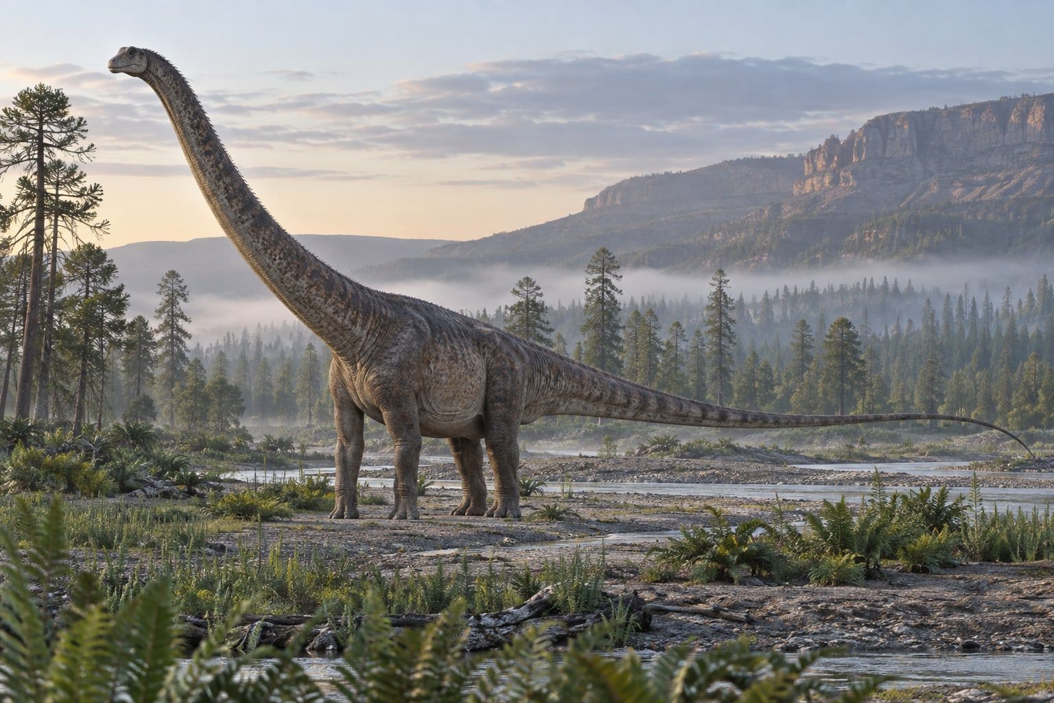 A life reconstruction of Supersaurus in its habitat
