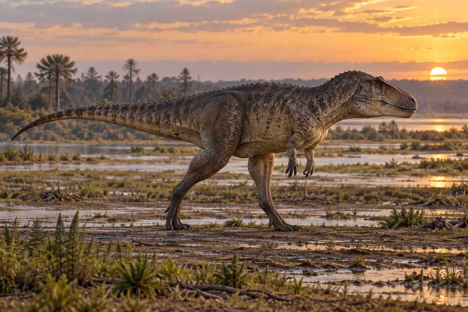 A life reconstruction of Tameryraptor in its habitat
