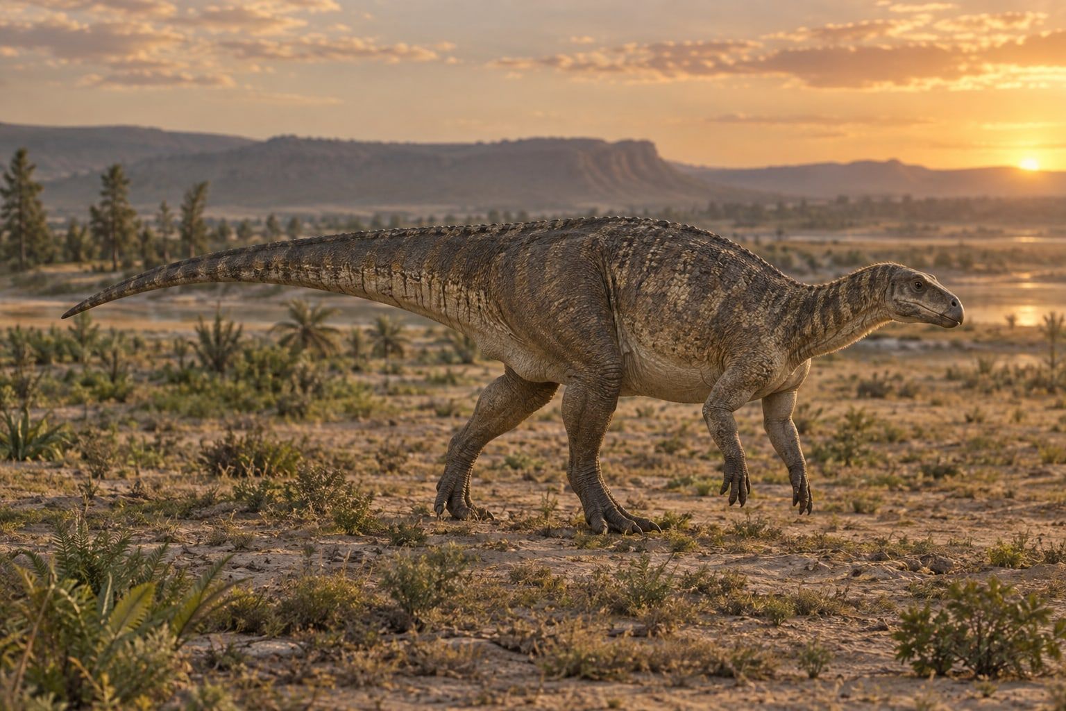 A life reconstruction of Tenontosaurus in its habitat