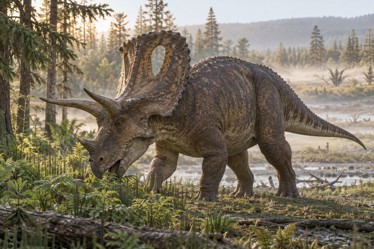 A life reconstruction of Torosaurus in its habitat