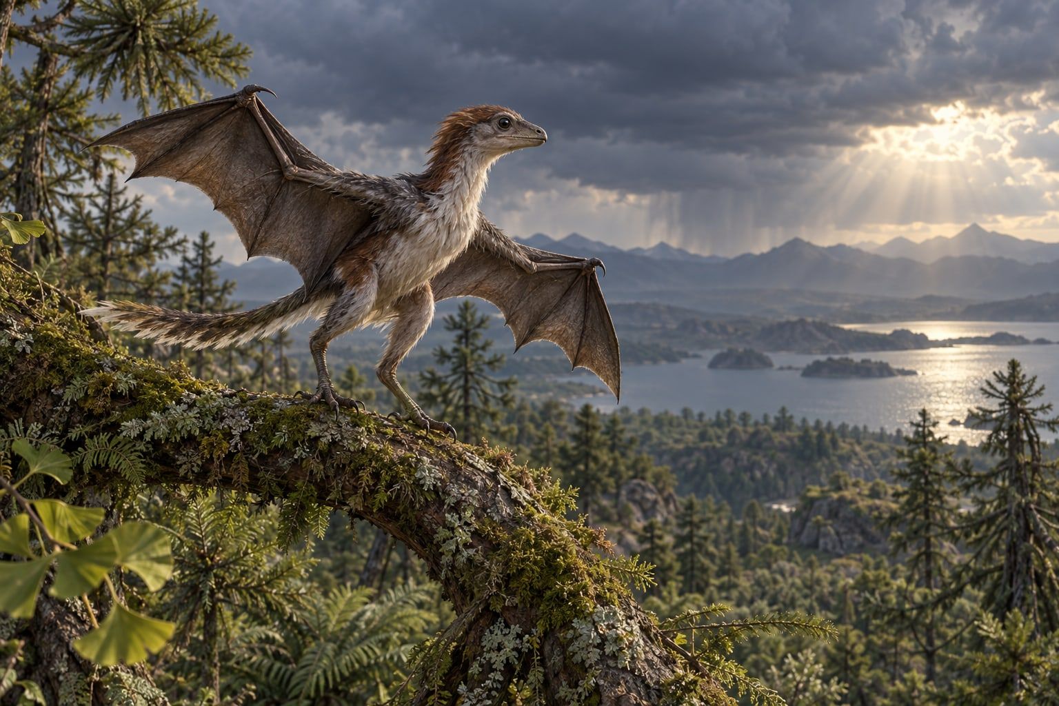 A life reconstruction of Yi in its habitat