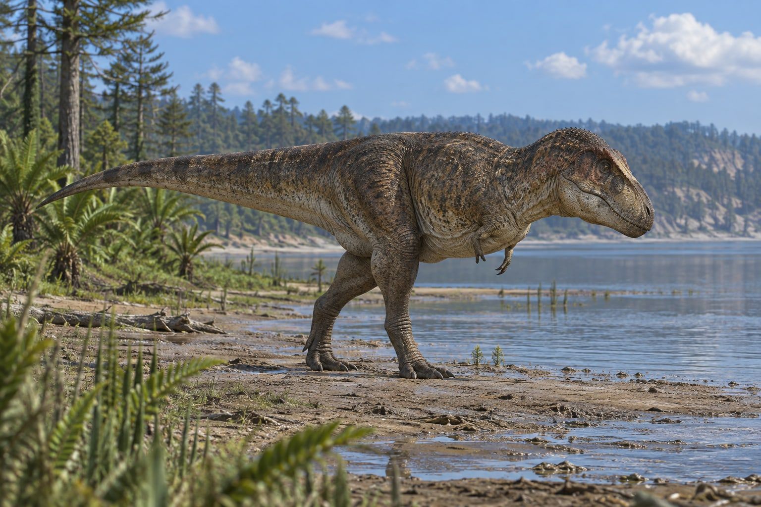 A life reconstruction of Zhuchengtyrannus in its habitat